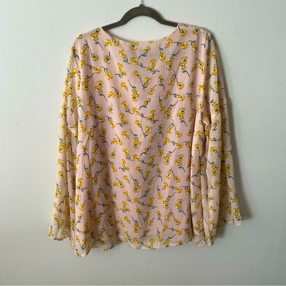 NWT Verona Couture Beige Blouse with Yellow Floral Print | Size 1X - Picture 2 of 14